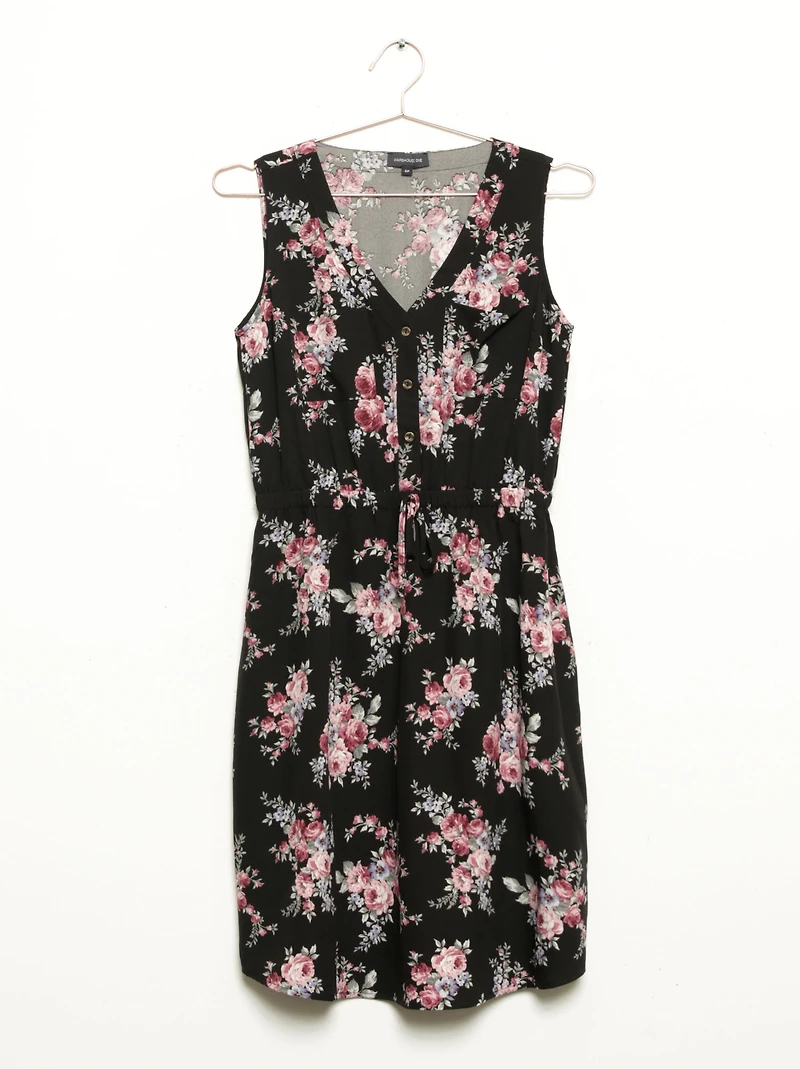 Women's Floral Half Button Dress