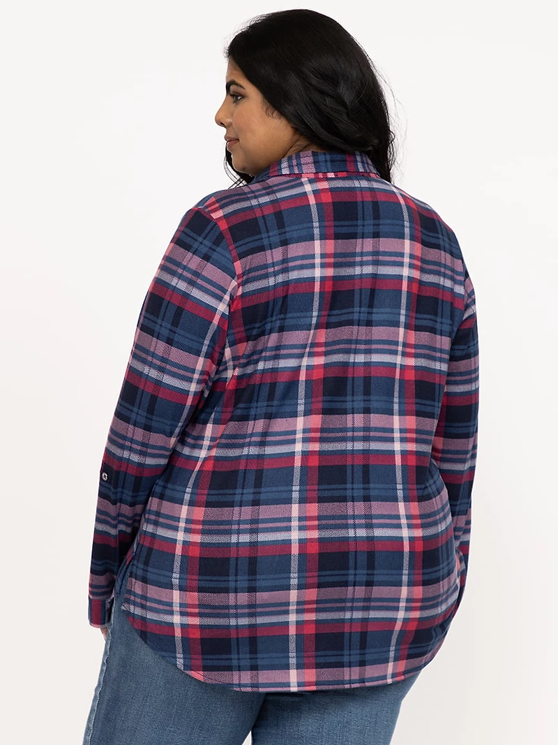 Women's Half Zip Plaid Shirt
