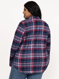 Women's Half Zip Plaid Shirt