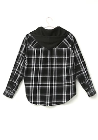 Women's Flannel Hooded Plaid Shirt