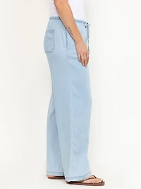 Women's Regular Rise Tie Front Pull-on Wide Leg Jeans
