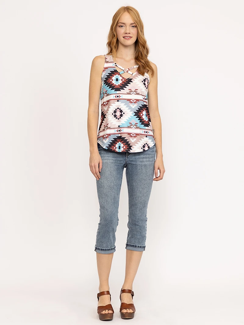 Women's Geometric Criss Cross Tank