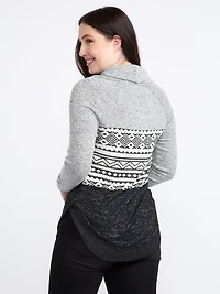 Women's Geo Colour Block Cowl Neck Tunic