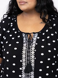 Women's Embroidered Keyhole Top