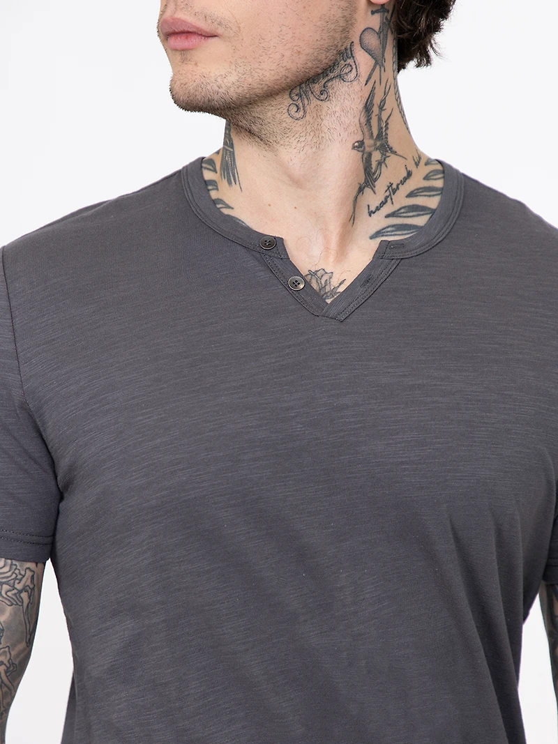 Men's Slub Notch Henley Tee