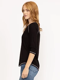 Women's Rib Baseball Henley Tee