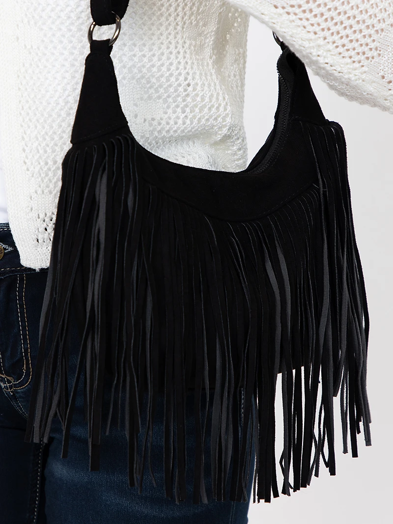 Women's Faux Suede Tassle Bag
