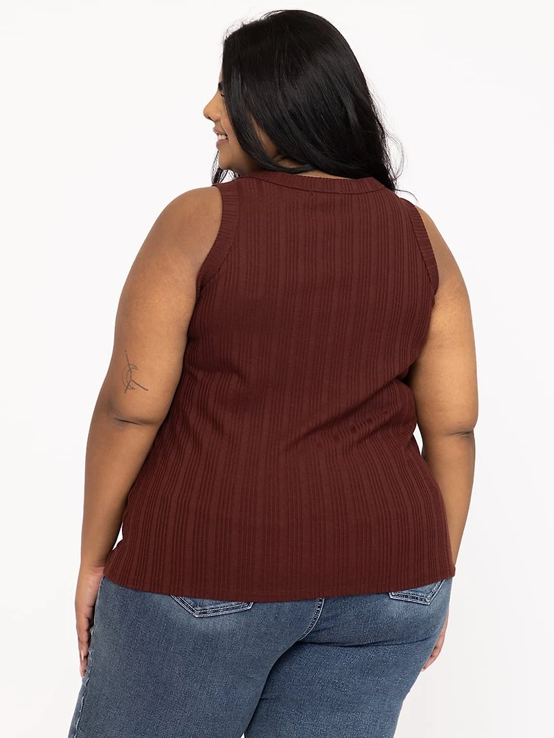 Women's Rib Variegated Crew Neck Tank