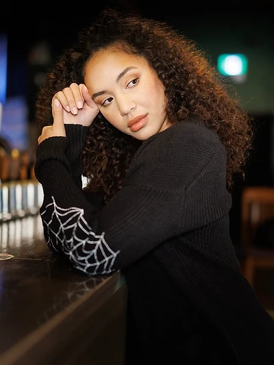 Women's Ribbed Cardigan With Embroidery