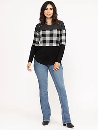 Women's Plaid Colour Block Top