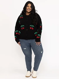 Women's Cherry Button Front Cardigan