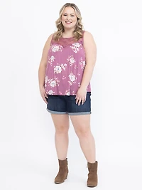 Women's Floral Lace Neck Tank