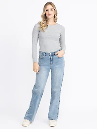 Women's Crew Neck Rib Long Sleeve Tee