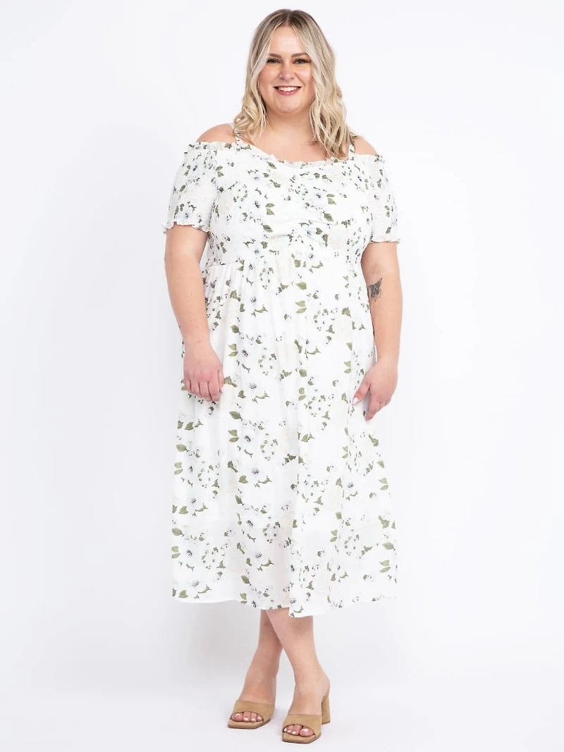 Women's Cold Shoulder Midi Dress