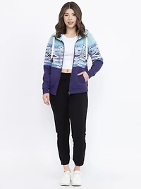 Women's Geo Colour Block Zip Hoodie