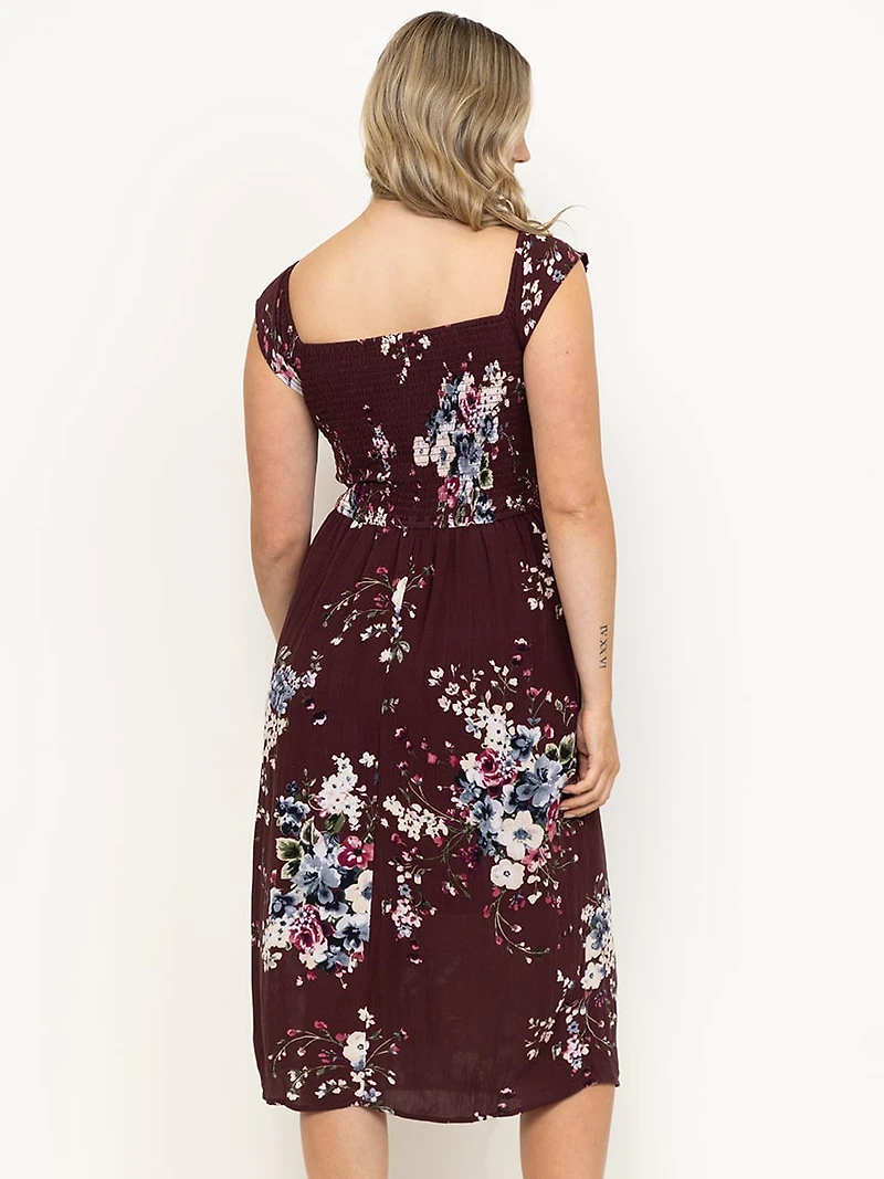 Women's Flutter Sleeve Midi Dress
