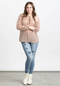 Women's Printed Peasant Blouse