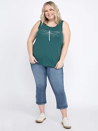 Women's Glitter Dragonfly Scoop Neck  Tank