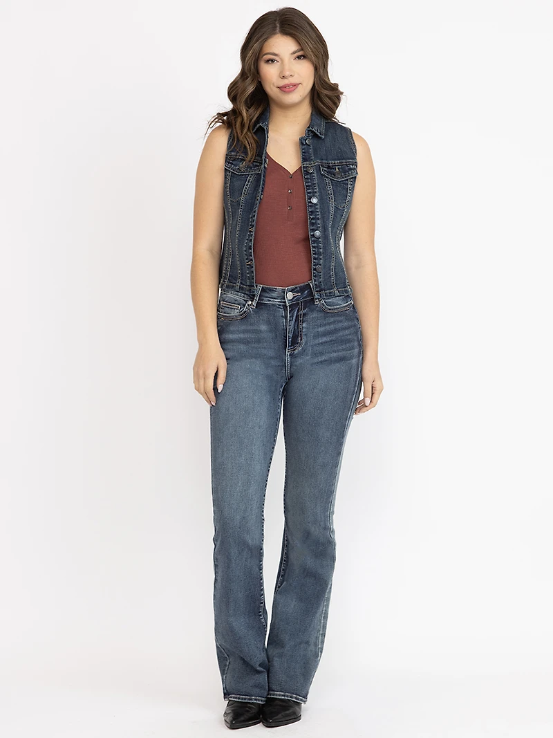 Women's Medium dark wash Cropped Denim Vest