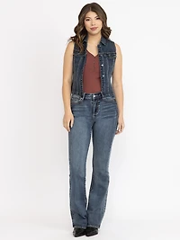 Women's Medium dark wash Cropped Denim Vest