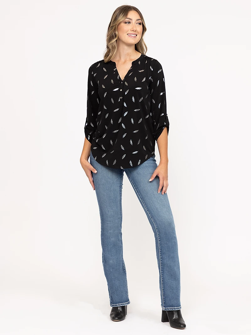 Women's Foil Feather Blouse