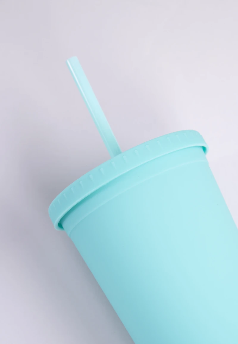 24oz Rubber Coated Light Blue Tumbler