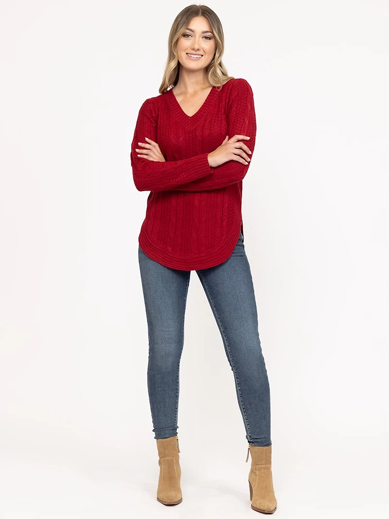 Women's V Neck Cable Tunic
