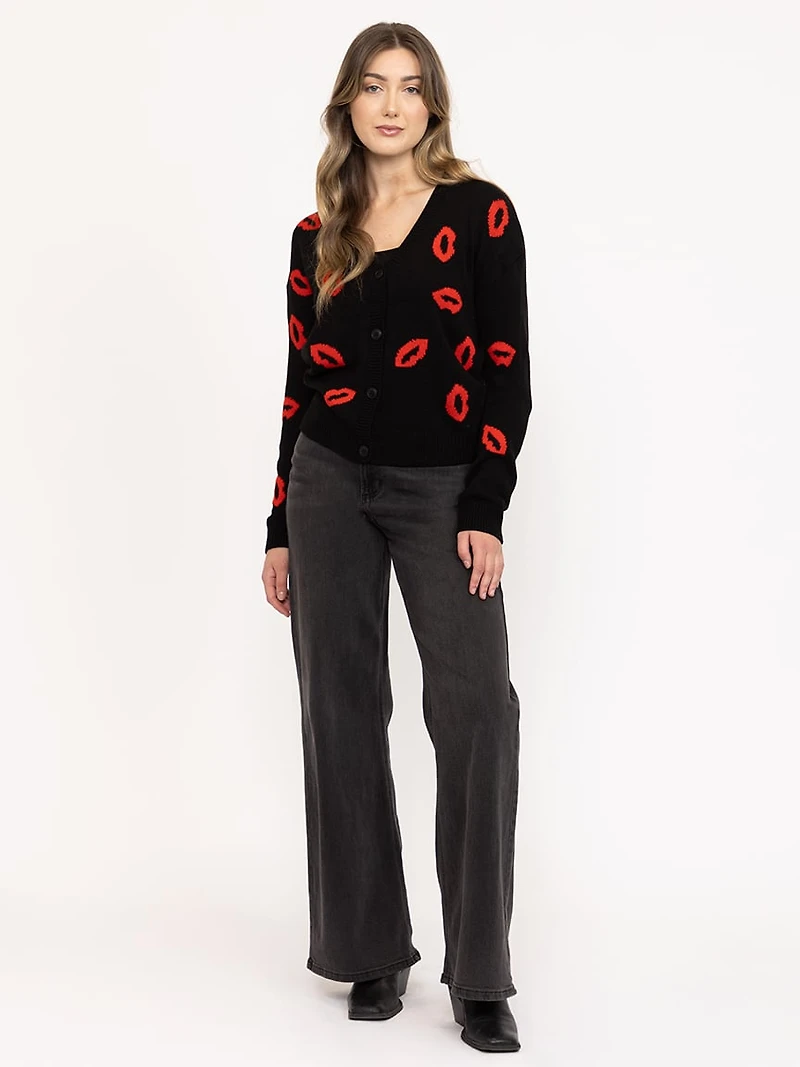 Women's Lip Button Front Cardigan
