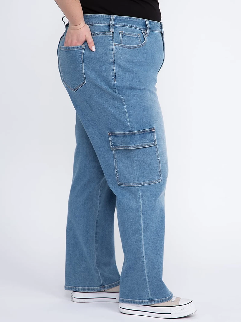 Women's Plus High Rise 90's Loose Cargo Jeans
