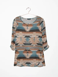 Women's Printed Side Button Top