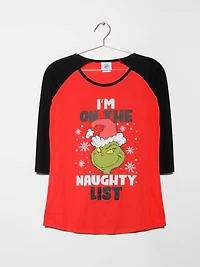Women's Grinch Baseball Tee