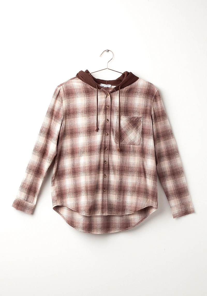Women's Flannel Plaid Hoodie