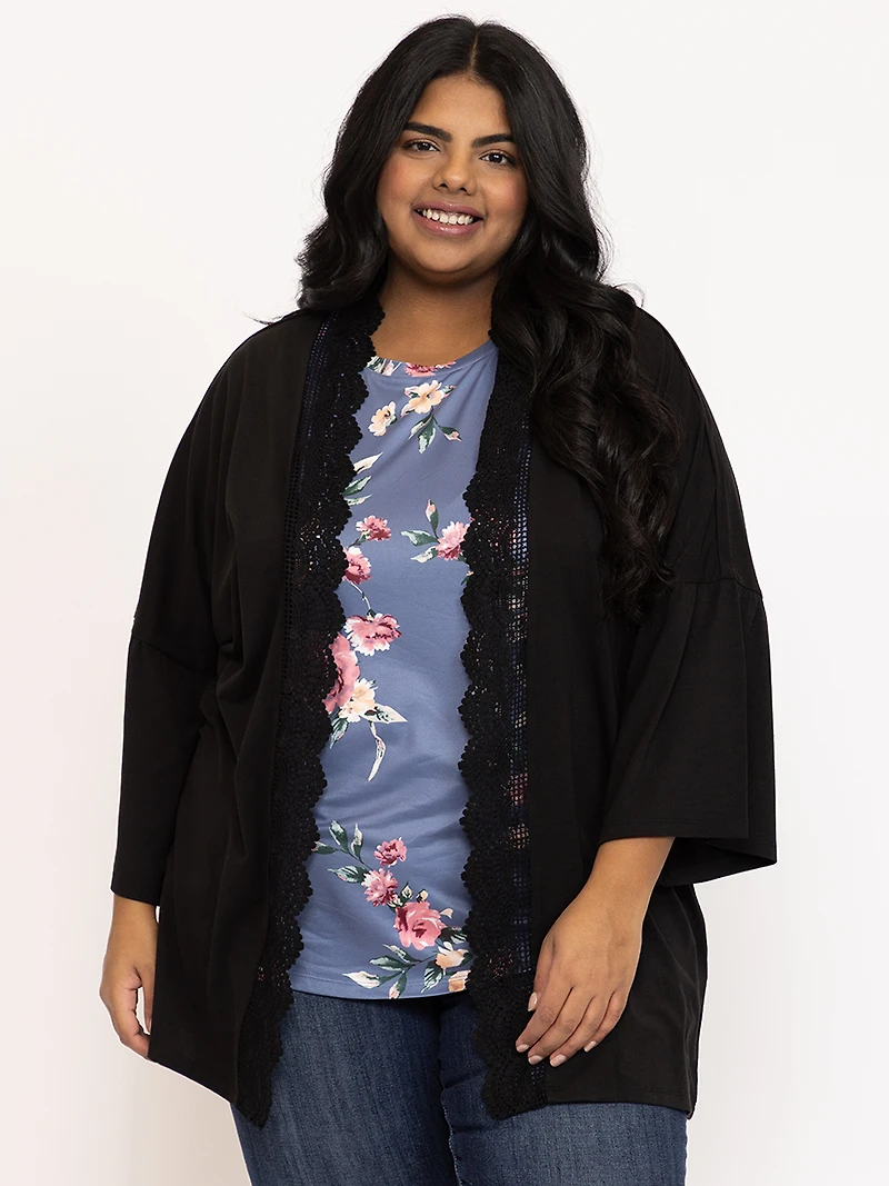 Women's Crochet Trim Cardigan