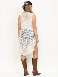 Women's Long Crochet Vest
