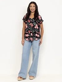 Women's Tropical Button Front Top
