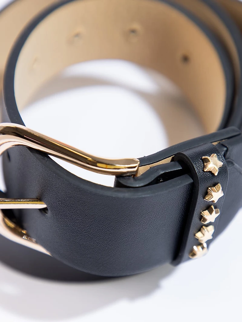 Women's Black Star Studded Belt