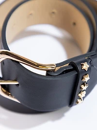 Women's Black Star Studded Belt