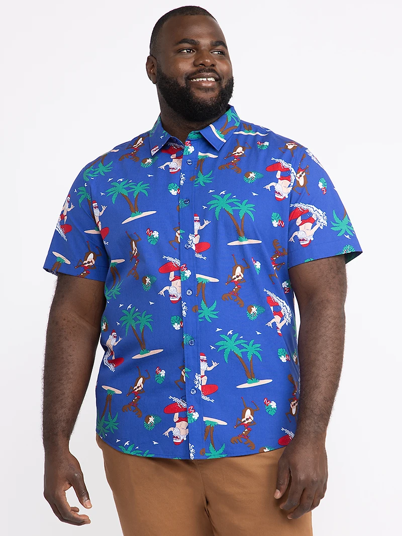 Men's Surfing Santa Resort Shirt