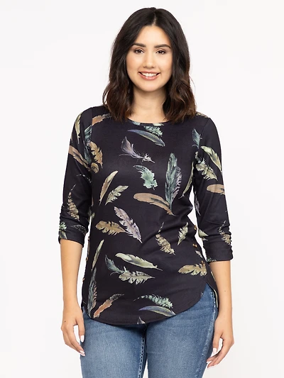 Women's Feather Side Button Top