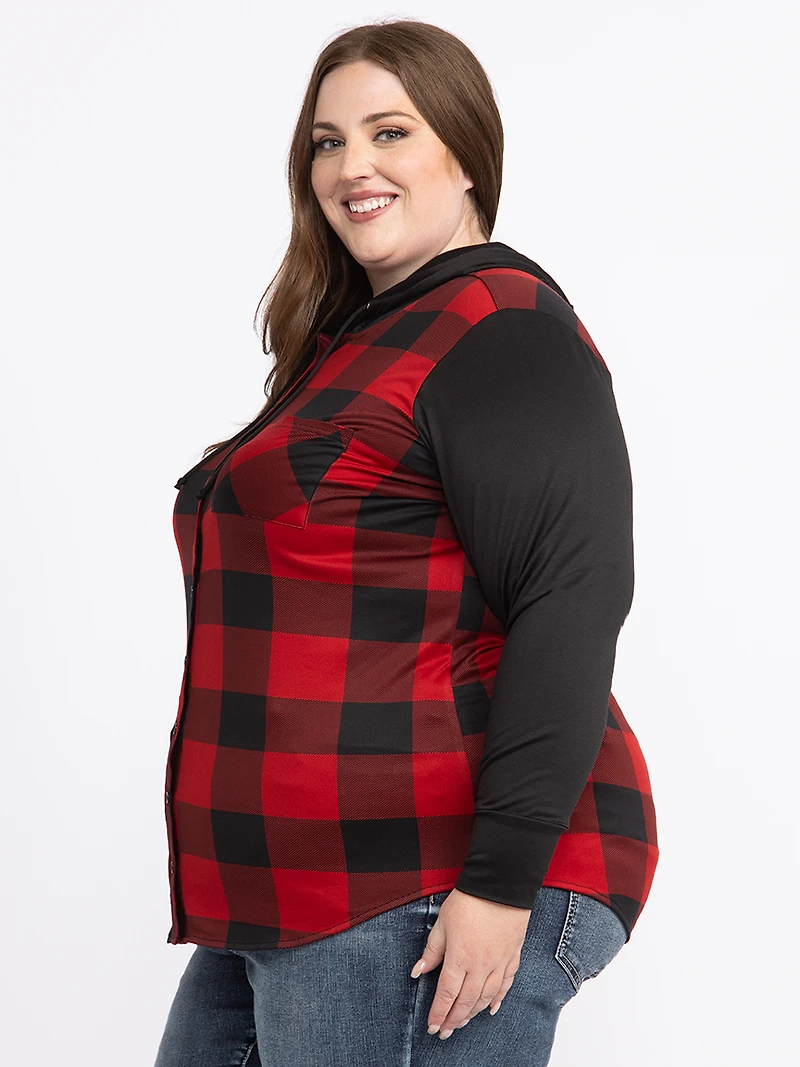 Women's Buffalo Hooded Plaid Shirt