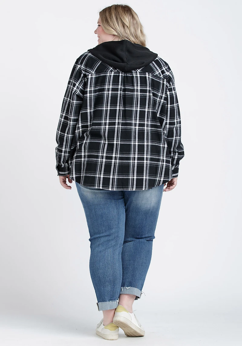 Women's Flannel Hooded Plaid Shirt