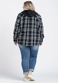 Women's Flannel Hooded Plaid Shirt