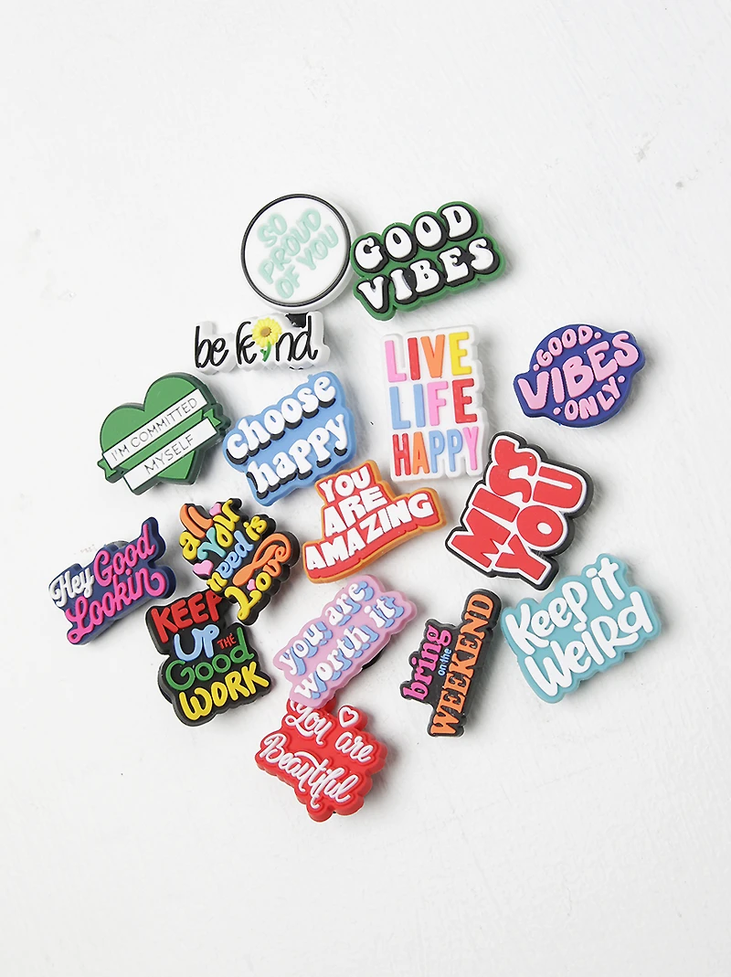 16 Pack Good Vibes Shoe Charms
