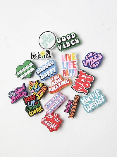16 Pack Good Vibes Shoe Charms