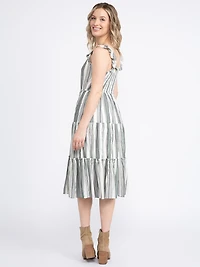 Women's Stripe Tiered Midi Dress