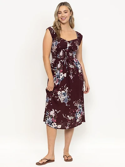 Women's Flutter Sleeve Midi Dress
