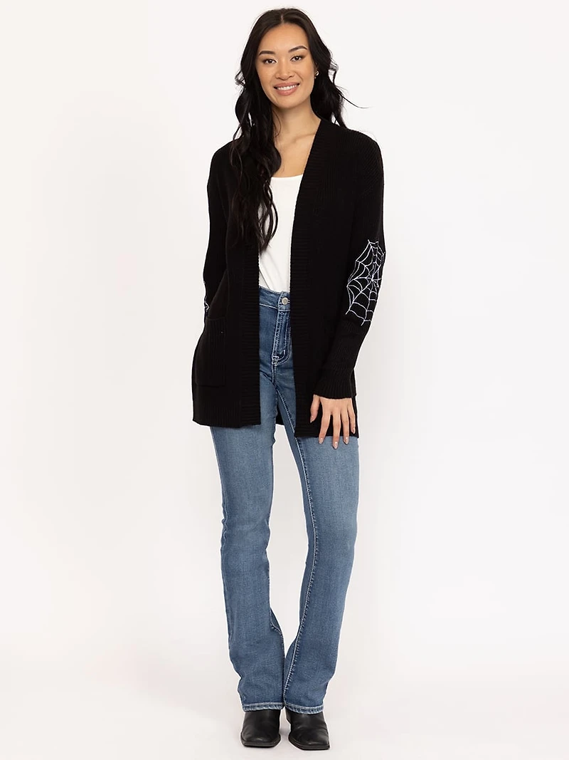 Women's Ribbed Cardigan With Embroidery