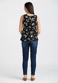 Women's Floral Crochet Neck Tank