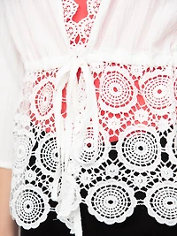 Women's Tie Front Wrap With Lace Detail