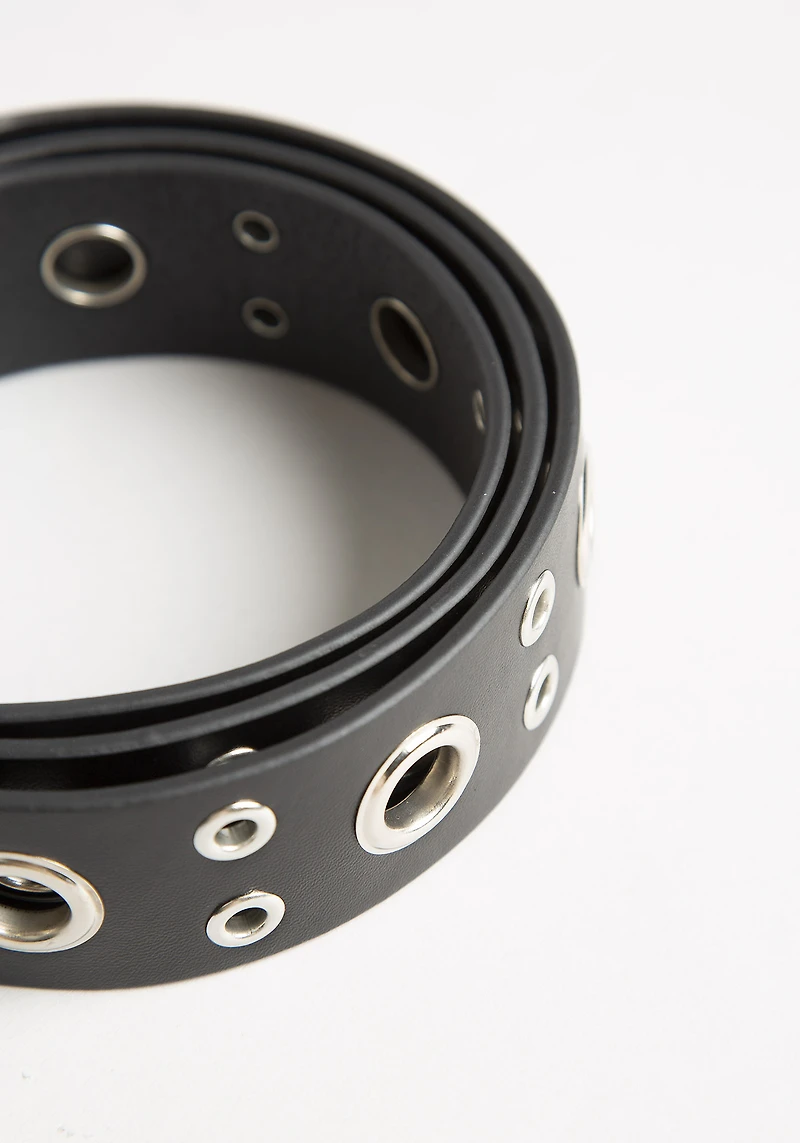 Women's Black Grommet Belt
